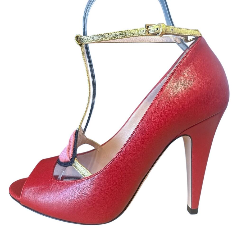 Gucci Surreal Lips Heel Red Sandals 100mm EU 36.5 Alessandro Michele - Picture 2 of 10